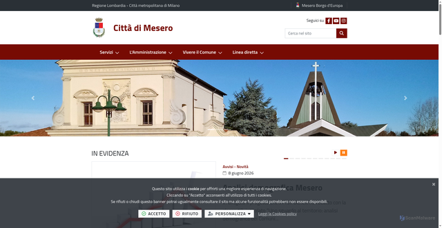 Security scan screenshot of https://www.comune.mesero.mi.it