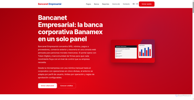 Security scan screenshot of https://bancanetempresarial.gr.com/