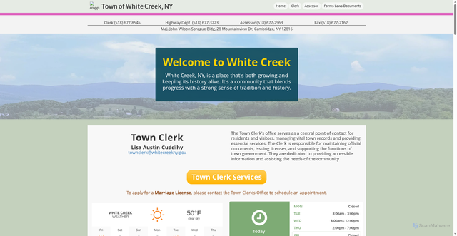 Security scan screenshot of https://whitecreekny.gov/