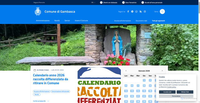 Security scan screenshot of https://www.comune.gambasca.cn.it/