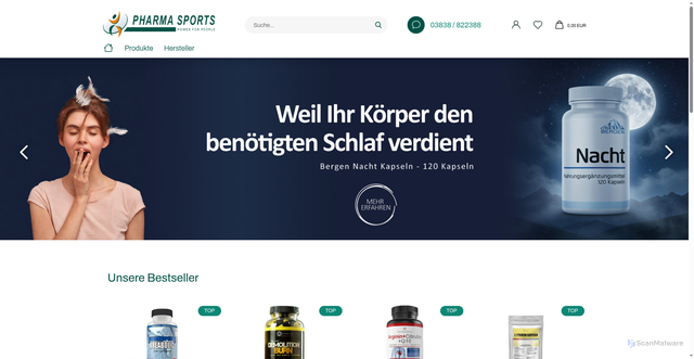 Security scan screenshot of https://pharmasports.de