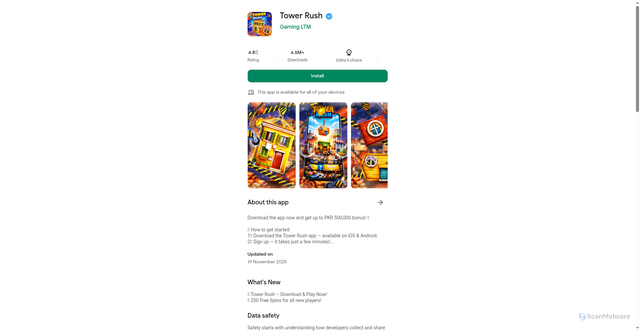 Security scan screenshot of http://towersin.website/