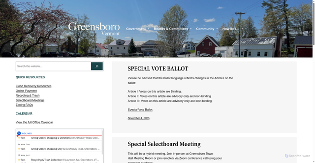 Security scan screenshot of https://greensborovt.gov/