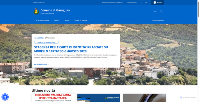 Security scan screenshot of https://www.comune.garaguso.mt.it/