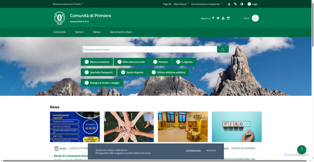 Security scan screenshot of https://www.primiero.tn.it/