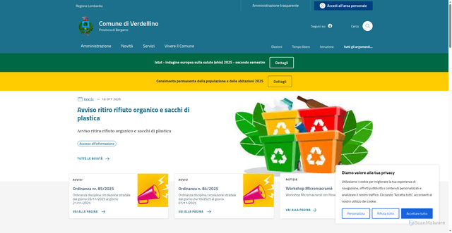 Security scan screenshot of https://comune.verdellino.bg.it/