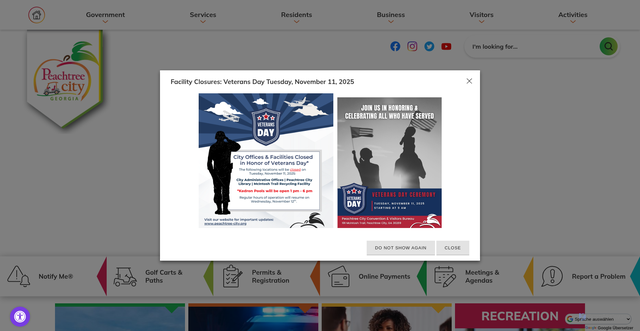 Security scan screenshot of https://peachtree-city.org/