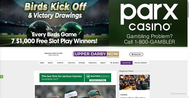 Security scan screenshot of https://upperdarbynow.com/sports/eagles/saquon-barkley-hamstring-injury-updates-los-angeles-rams-philadelphia-eagles/