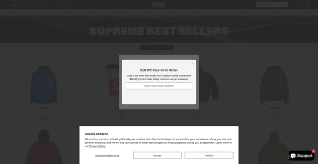 Security scan screenshot of https://www.stadiumgoods.com/collections/streetwear-supreme?srsltid=AfmBOooBx0UIkSu4S5GTXLFAcxp31GI4aUFGDLkwvTdv47Adchcx55By