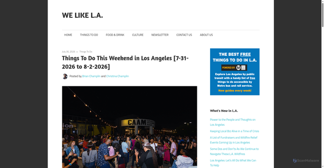 Security scan screenshot of https://www.welikela.com/things-to-do-this-weekend-in-los-angeles-7-31-2026-to-8-2-2026/