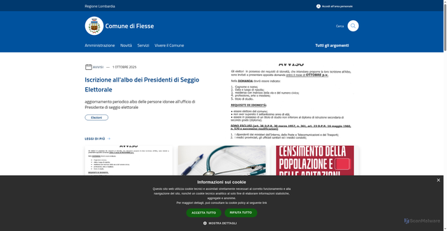 Security scan screenshot of https://www.comune.fiesse.bs.it/it