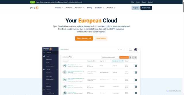 Security scan screenshot of https://cyso.cloud