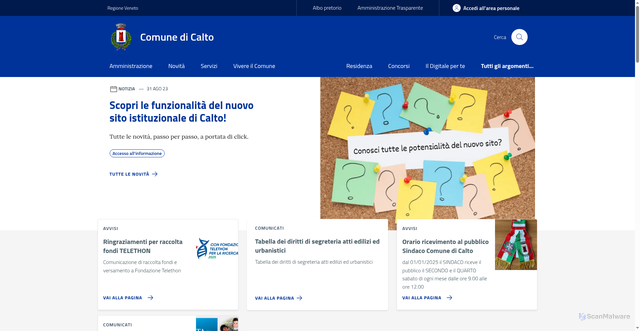 Security scan screenshot of https://www.comune.calto.ro.it/
