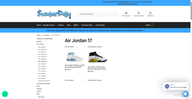Security scan screenshot of https://sneakerdaily.us/air-jordan/air-jordan-17/