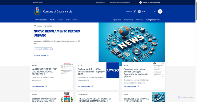 Security scan screenshot of https://www.comune.capraiaisola.li.it