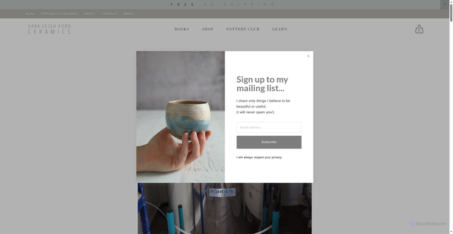 Security scan screenshot of https://karaleighfordceramics.com/shed-diaries/2019/1/27/kilns-trains-and-automobilesnot-really-just-kilns
