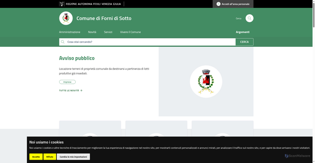 Security scan screenshot of https://www.comune.fornidisotto.ud.it