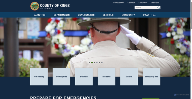 Security scan screenshot of https://www.countyofkingsca.gov/