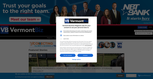 Security scan screenshot of https://vermontbiz.com