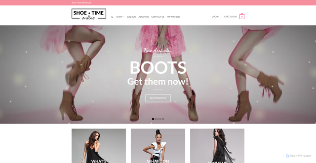 Security scan screenshot of https://shoetimewholesale.com