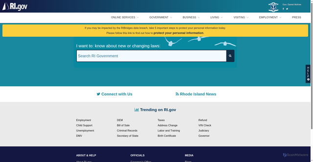 Security scan screenshot of https://www.ri.gov/