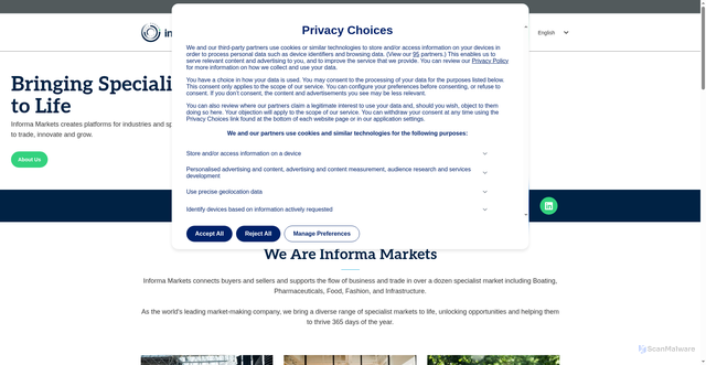 Security scan screenshot of https://informamarkets.com