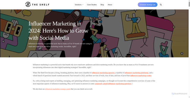 Security scan screenshot of https://www.theshelf.com/articles/influencer-marketing-grow-with-social-media/