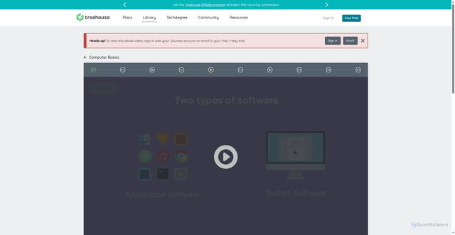 Security scan screenshot of https://teamtreehouse.com/library/computer-basics/software