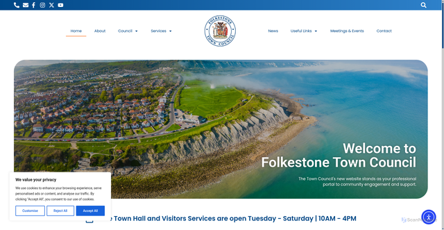 Security scan screenshot of https://www.folkestone-tc.gov.uk/