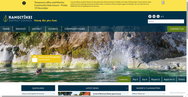 Security scan screenshot of https://www.rangitikei.govt.nz/