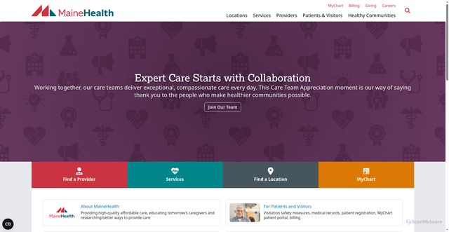 Security scan screenshot of https://mainehealth.org