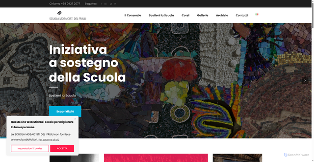 Security scan screenshot of https://scuolamosaicistifriuli.it/