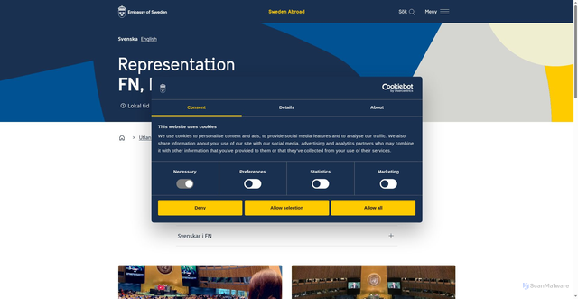 Security scan screenshot of https://www.swedenabroad.se/sv/utlandsmyndigheter/fn-new-york