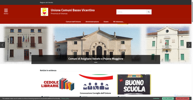Security scan screenshot of https://www.unionecomunibassovicentino.it