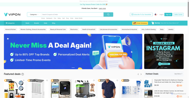 Security scan screenshot of https://myvipon.com