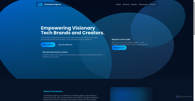 Security scan screenshot of https://connexions.agency/