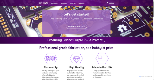 Security scan screenshot of https://oshpark.com/