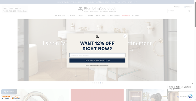 Security scan screenshot of https://plumbingoverstock.com