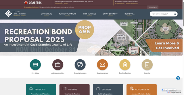 Security scan screenshot of https://casagrandeaz.gov/