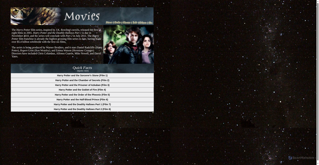 Security scan screenshot of https://www.siue.edu/~sjacobs/movies.html
