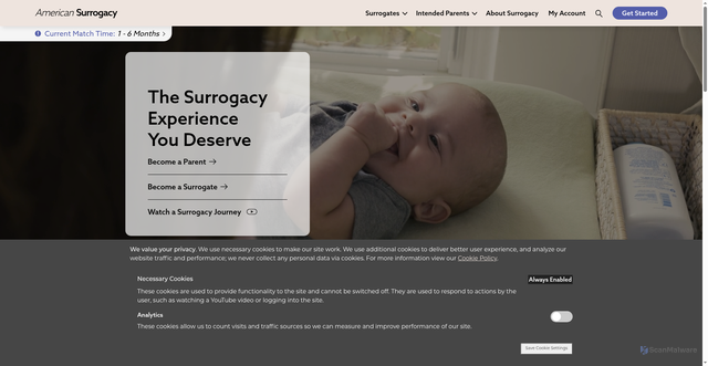 Security scan screenshot of https://www.americansurrogacy.com/