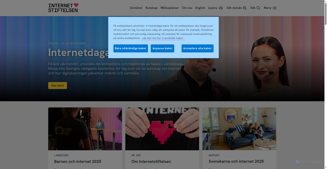 Security scan screenshot of https://internetstiftelsen.se/