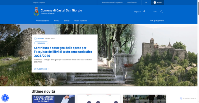 Security scan screenshot of https://www.comune.castelsangiorgio.sa.it/
