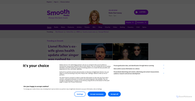 Security scan screenshot of https://www.smoothradio.com