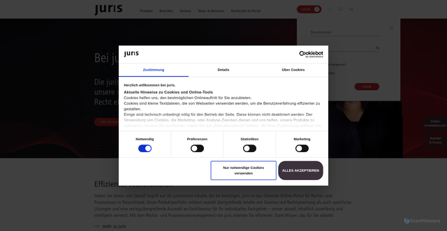 Security scan screenshot of http://www.juris.de