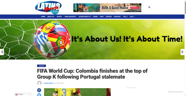 Security scan screenshot of https://www.latinosports.com/fifa-world-cup-colombia-finishes-at-the-top-of-group-k-following-portugal-stalemate/