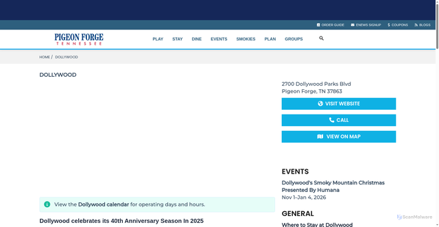 Security scan screenshot of https://www.mypigeonforge.com/things-to-do/dollywood/