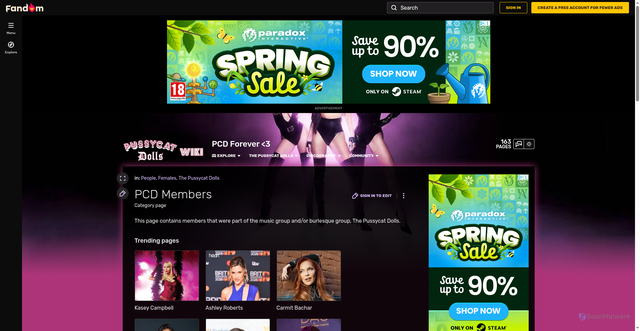 Security scan screenshot of https://the-pussycat-dolls.fandom.com/wiki/Category:PCD_Members