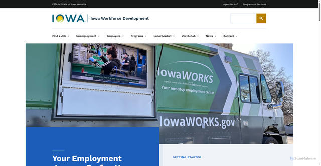 Security scan screenshot of https://workforce.iowa.gov/