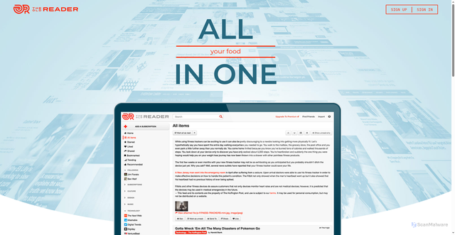 Security scan screenshot of https://theoldreader.com/